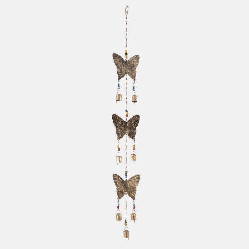 Phirkcraft PHIRKCRAFT Golden Butterfly Bell Wind Chime for Positive Energy with Good Sound, Hanging Bells for Gifts, Home and Décor Iron Windchime  (47 inch, Gold)