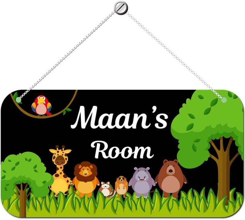 Ashvah Wooden Maan Door Sign Kids Room Name Plate  (Multicolor)