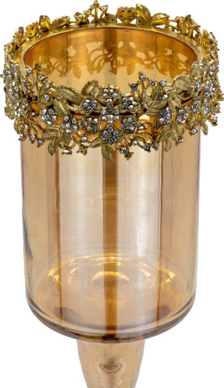 ROSHNI DÉCOR Royal Look Home Décor Golden Coloured Glass With Metal And Beads 16x4.5x4.7 In Vase Filler  (Golden Coluored Glass With Metal And Beads)