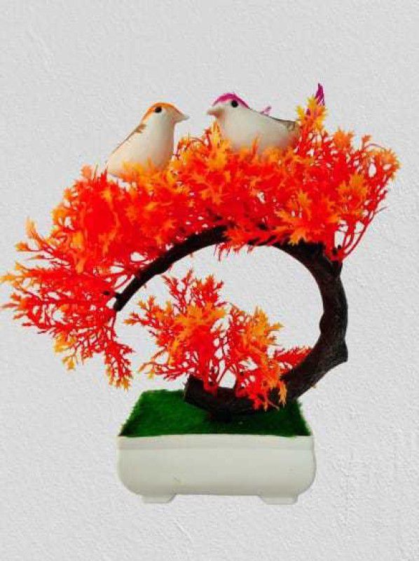 NMAB ARTESANIA Decorative Artificial Plant With Bird Bonsai Artificial Plant with Pot  (16 cm, Multicolor)
