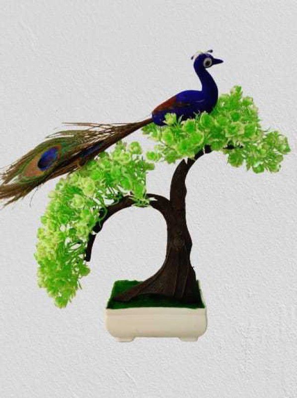 NMAB ARTESANIA Decorative Artificial Plant With Bird Bonsai Artificial Plant with Pot  (18 cm, Multicolor)
