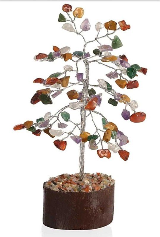 NDSNIRVANADIVINESOLUTIONS Agate tree 300 beeds MULTI COLR (Stone, Iron, Wood) Artificial Plant with Pot  (22 cm, Multicolor)