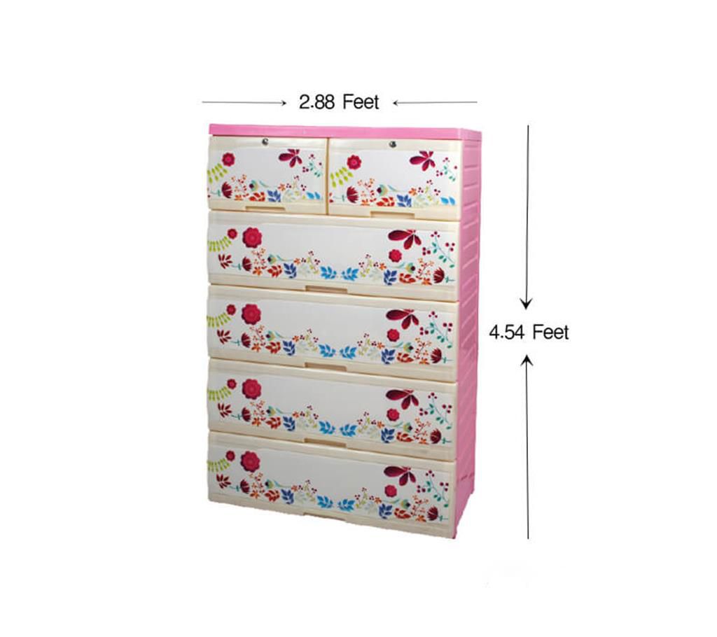 702-3 Flossy Blossom Wardrobe ( Double 5 Drawer )