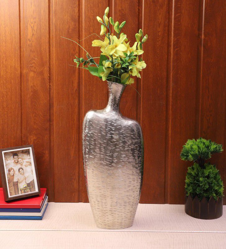 TrenDec 21087 Vase Filler  (Handicraft Metal Flower Vase, Silver Finish, Table Decoration Vase)