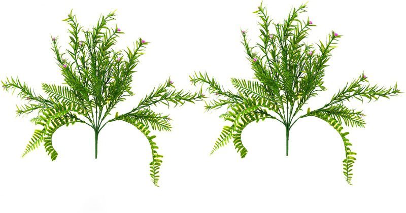 decormasters Pair of Artificial Plant Bunches Grass Flower Wild Artificial Plant  (30 cm, Green)