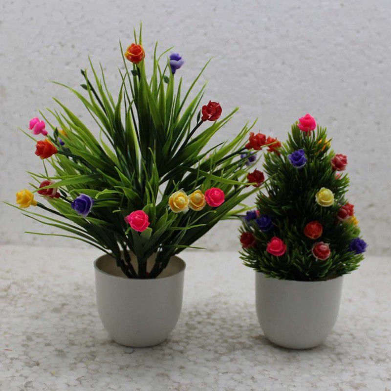 Artificial Plant with Pot  (17 cm, Multicolor)