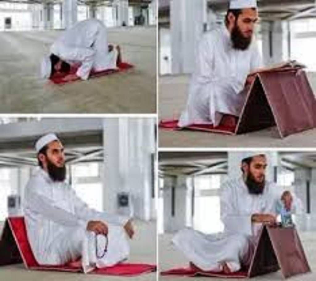 Muslim Prayer Mat Fold Backrest Janamaz 2 in 1 chair
