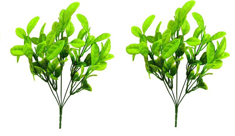 decormasters Pair of Artificial Plant Bunches Citrus Limon Leaves Artificial Plant  (30 cm, Green)