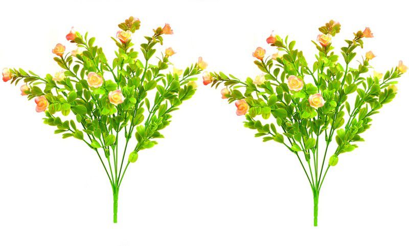 decormasters Pair of Artificial Plant Bunches Rubber Rose Plant Wild Artificial Plant  (32 cm, Multicolor)