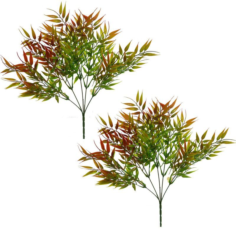 decormasters artificial plant progned bamboo leaves bunch without pot Artificial Plant  (35 cm, Red)