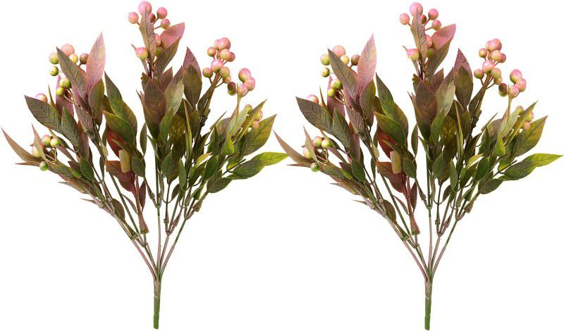 decormasters Pair of Artificial Plant Bunches Berries Bush Wild Artificial Plant  (28 cm, Multicolor)