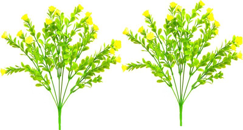 decormasters Pair of Artificial Plant Bunches Rubber Rose Plant Wild Artificial Plant  (32 cm, Yellow)