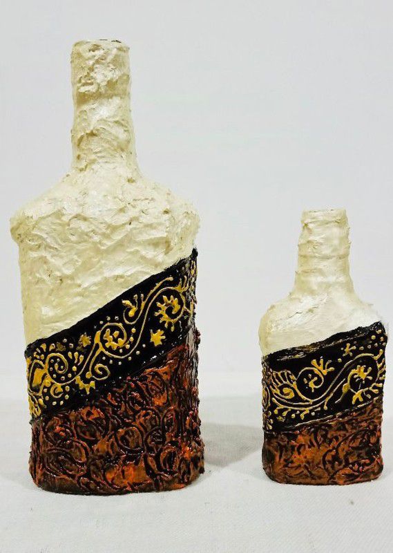 Yashika Arts Ceramic White 1 Decorative Bottle  (Pack of 2)