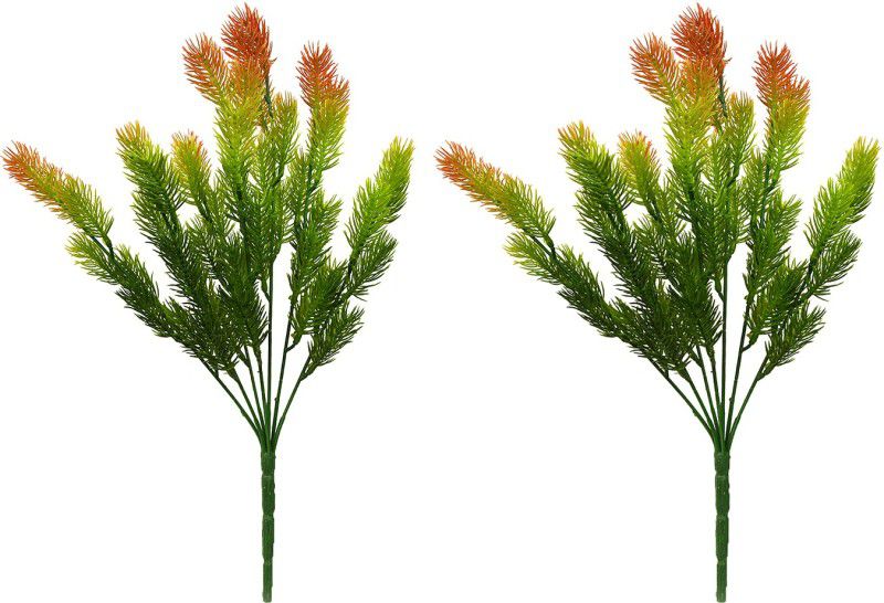 decormasters Pair of Artificial Plant Bunches Pine Bunch Artificial Plant  (35 cm, Multicolor)