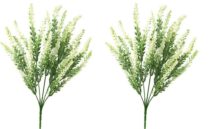 decormasters Pair of Artificial Plant Bunches Lavender Wild Artificial Plant  (32 cm, White)