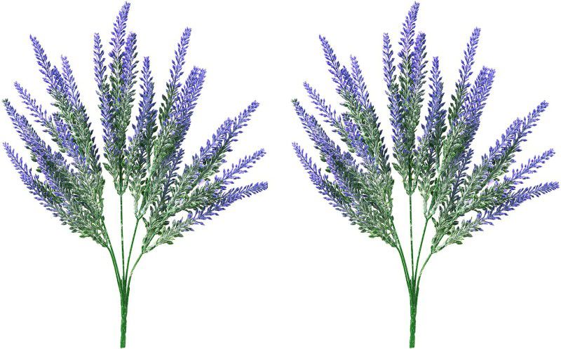 decormasters Pair of Artificial Plant Bunches Lavender Wild Artificial Plant  (32 cm, Blue)