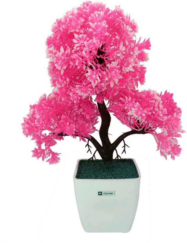 carmer YL-307 Bonsai Artificial Plant with Pot  (26 cm, Pink)