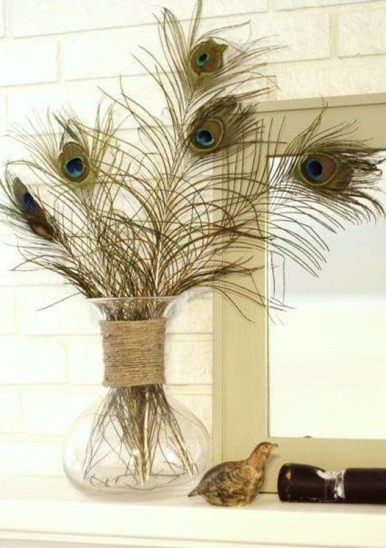 tirupaticollection Pack of 5 Decorative Feathers  (30cm Peacock Feather)