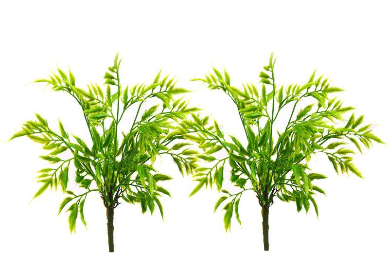 decormasters Pair of Artificial Plant Bunches Palapalai Leaves small Wild Artificial Plant  (30 cm, Green)