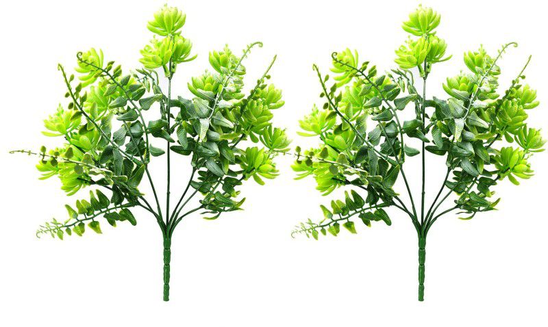 decormasters Pair of Artificial Plant Bunches Cactus plant Artificial Plant  (28 cm, Green)