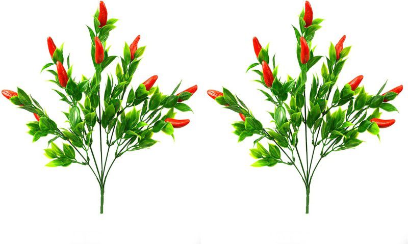 decormasters Pair of Artificial Plant Bunches Fruit Bunch Plant Wild Artificial Plant  (30 cm, Red)
