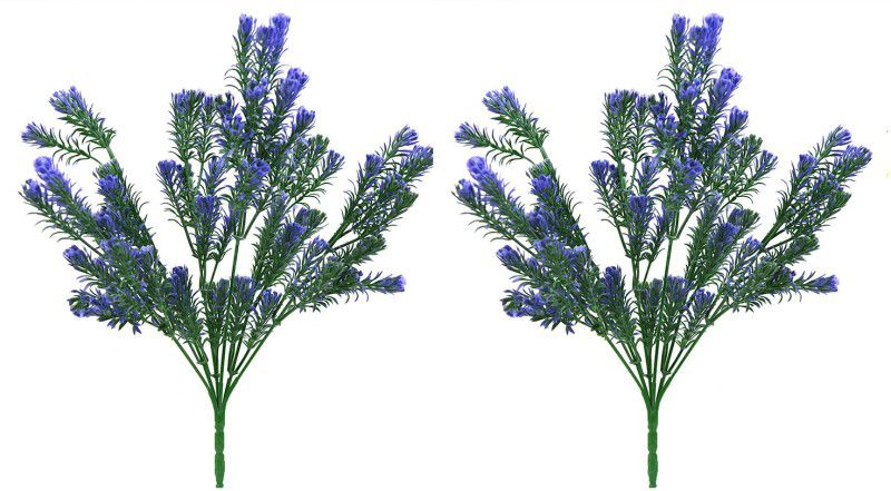 decormasters Pair of Artificial Plant Bunches Rosemary Bush Wild Artificial Plant  (30 cm, Blue)