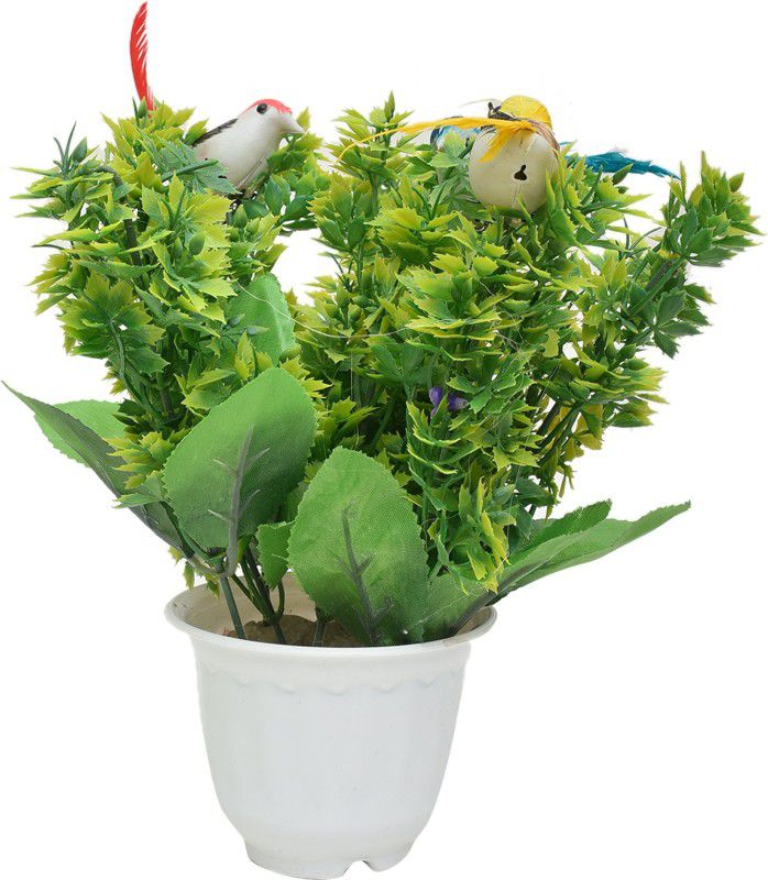 Yash Enterprises Bird Artificial Plant Bonsai Wild Artificial Plant with Pot  (25 cm, Multicolor)