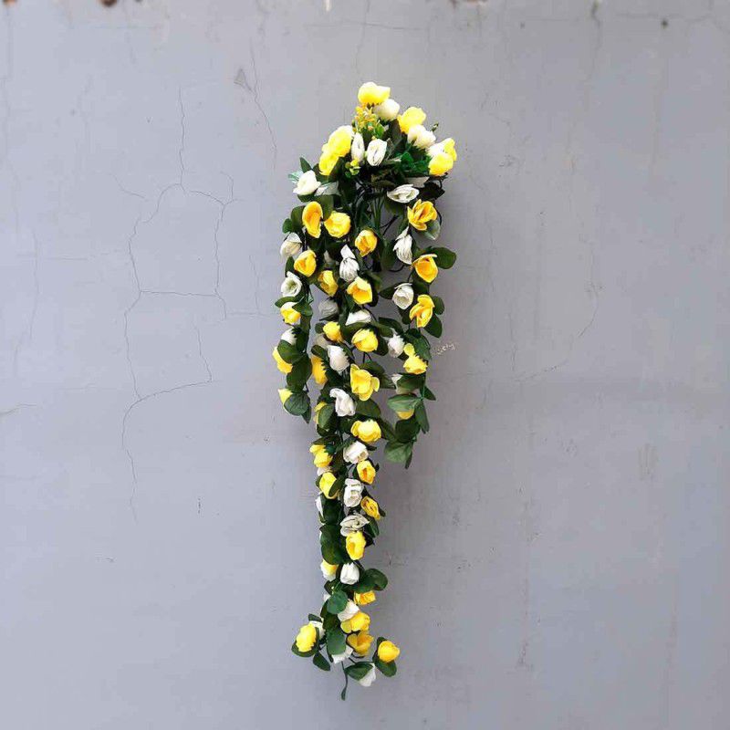 Apkamart Artificial Flower Plant for garden, balcolony, bedroom, outdoor wall decoration Artificial Plant  (84 cm, Yellow, White)