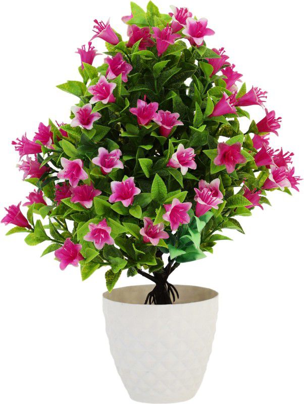 Mundeya Artificial Flower Pot For Home Decoration Office Table Wall Indoor Bonsai Plant Bonsai Artificial Plant with Pot  (30 cm, Multicolor)