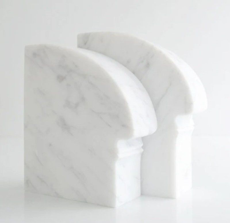 Patharwala Stoneware Book End  (White, Pack of 2)