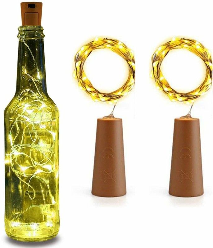 Perfect Pricee 20 LED Wine Bottle Cork Lights Copper Wire String Lights, 2M/7.2FT Battery Operated Wine Bottle Fairy Lights Bottle DIY, Christmas, Wedding Party Décor (Warm White, 2 Units) Decorative Bottle  (Pack of 2)