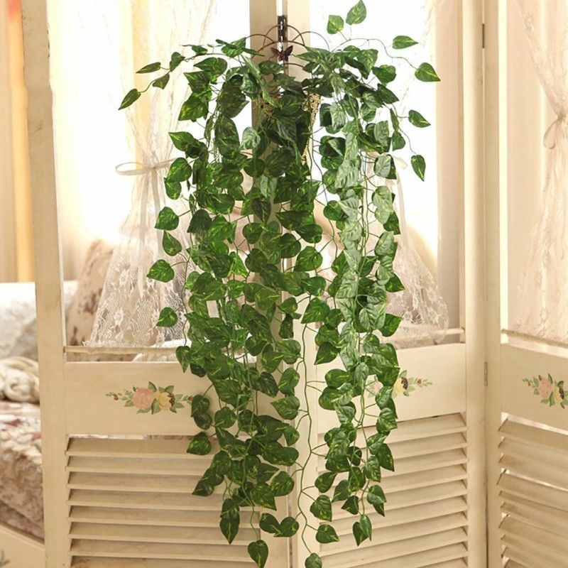 well art gallery Artificial money Plants Ivy Hanging Home Kitchen Office Wedding Wall Decor Green Frangipani Artificial Flower  (96 inch, Pack of 12, Garlands)