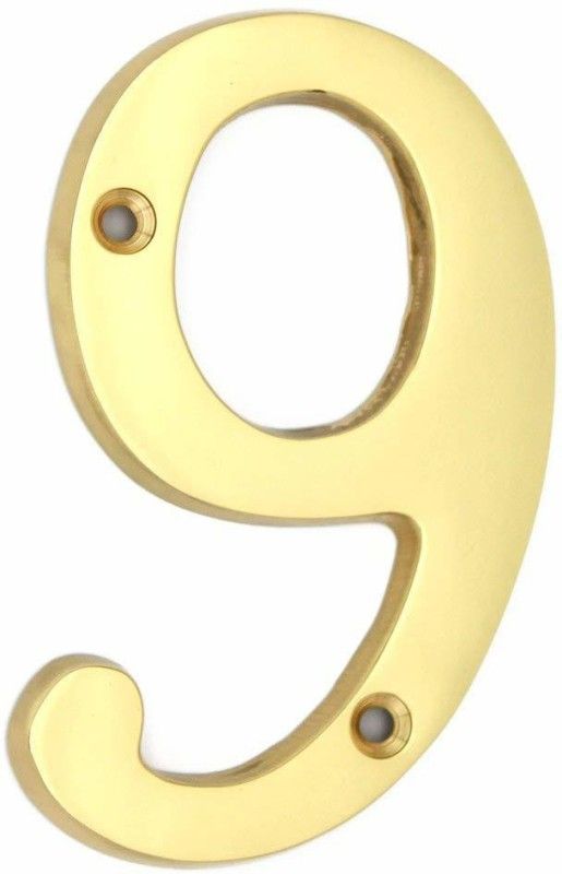 Wigano 4"Inch Brass Lacquered Finish Stylish House Door Numbers (Number 9)Gold Sign  (10)