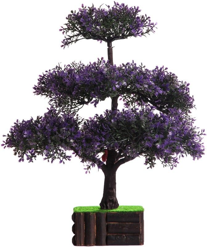 Corsage Corsage Artificial Bonsai Tree Bonsai Wild Artificial Plant with Pot  (42 cm, Purple)