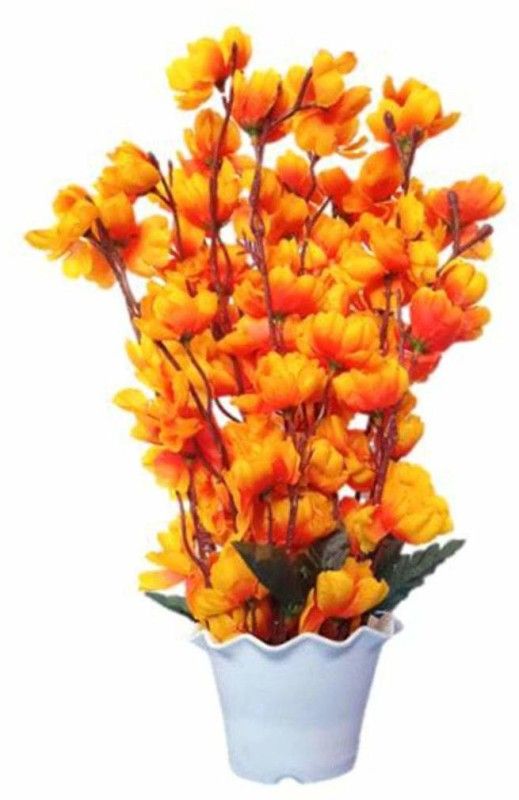 Green Plant indoor Orchid2288 Bonsai Wild Artificial Plant with Pot  (23 cm, Orange)
