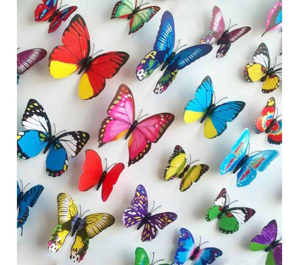 butterfly plastic wall sticker- 12 pieces 