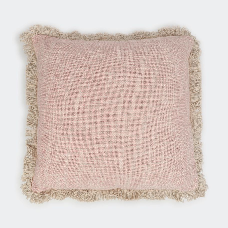 Chiara Fringe Square Cushion - Pink