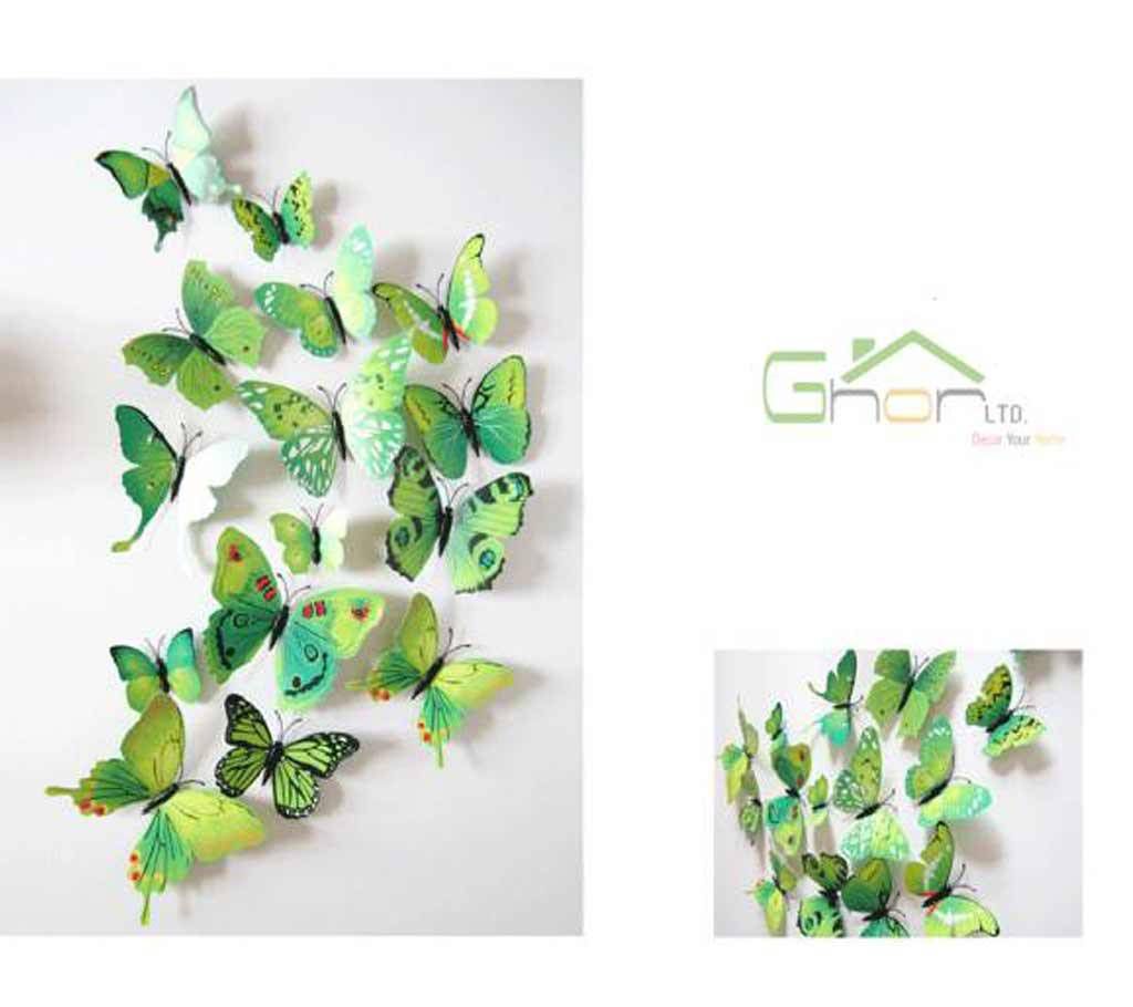 3D Green Butterfly (12 pieces )