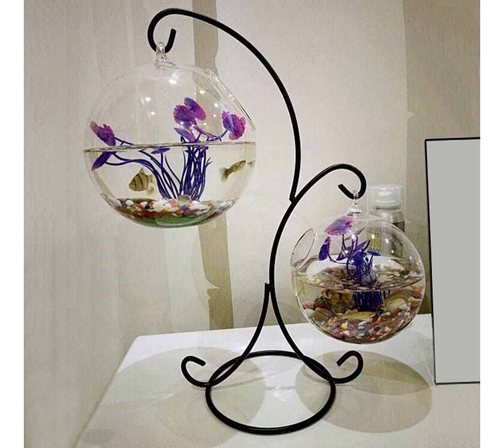 Stand Hanging Flower Vase with 2 Glass Ball Shape