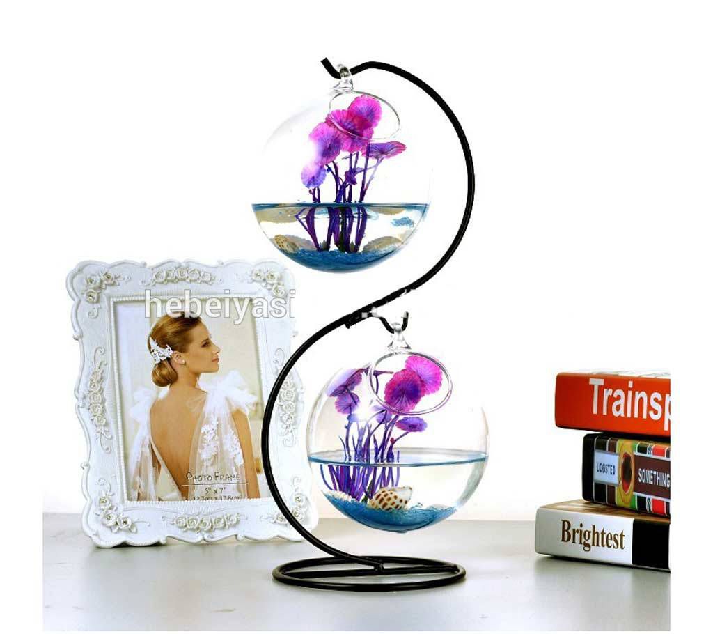 S shape stand & Hanging Glass flower pots