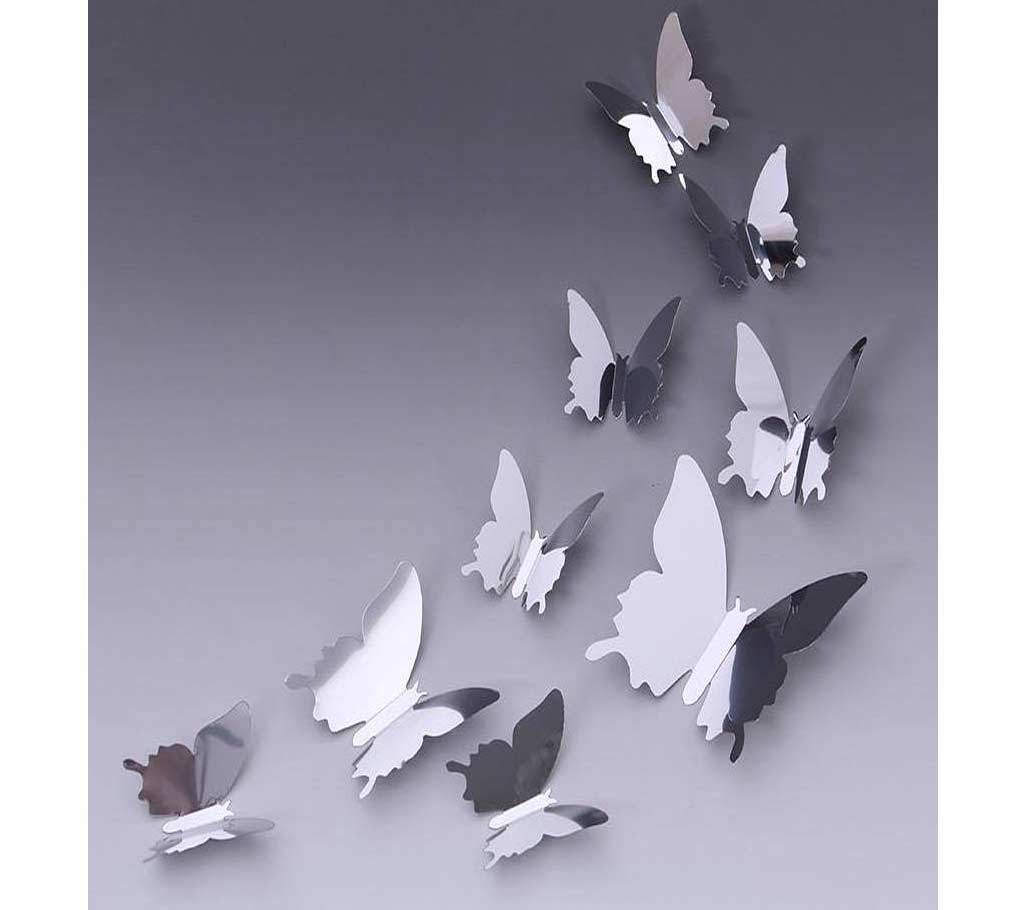3D mirror Butterfly Wall Stickers - 12 pcs