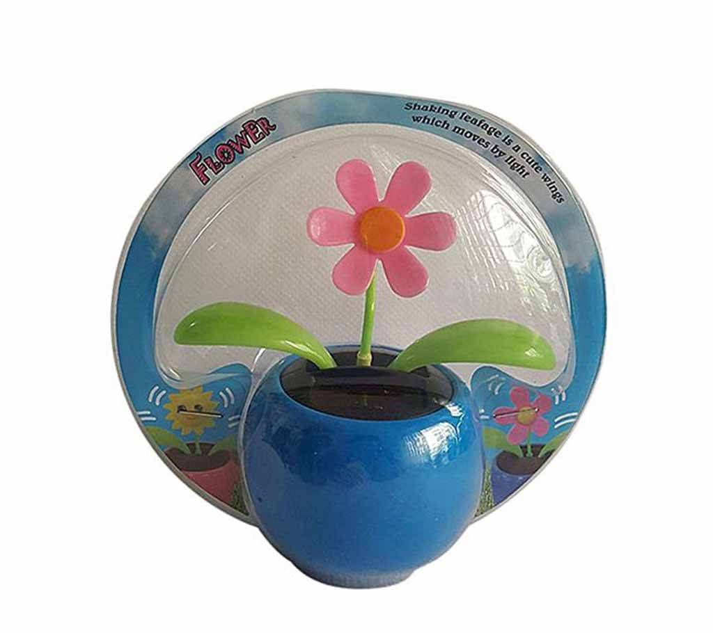 Pink Flower with shaking leaves - Solar Powered Showpiece Blue