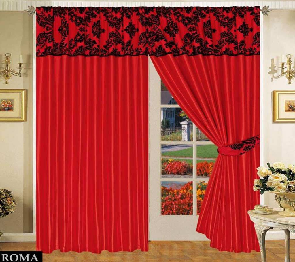Riccardo Valeria Italian Design Red and Black 2 Pieces Curtains Set