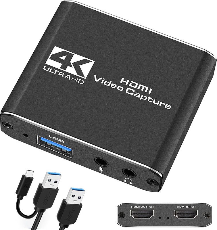 Tobo HDMI Video Capture Card USB 2.0 Recorder Device for Live Streaming Microphone 32 inch Blu-ray Player  (Black)