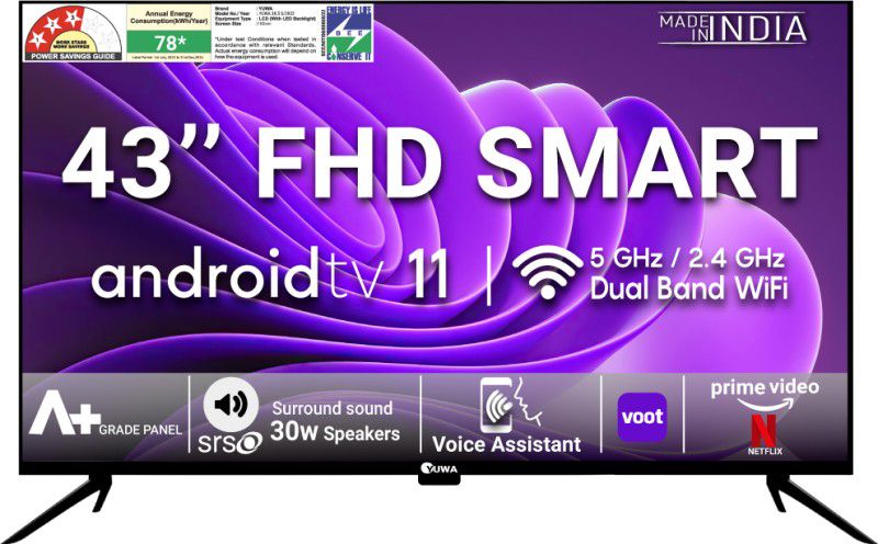 Yuwa FHD 109 cm (43 inch) Full HD LED Smart Android TV with Voice Assistant | Google Play Store  (Y-43S- FL)