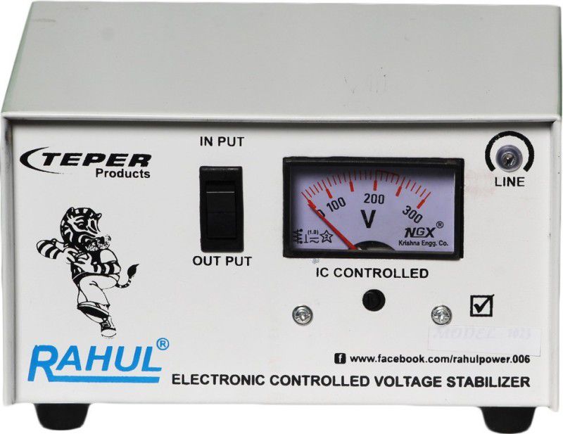 rahul 1023 Dlx a 700 VA/2.5 Amp 140-280 Volt 3 Step 1 Washing Machine/Refrigerator 90 to 220 Ltr Automatic Voltage Stabilizer  (White)