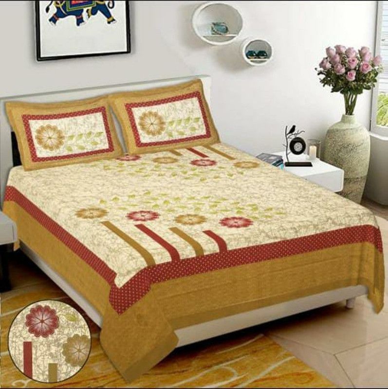 Cotton Double Bedsheet  (Pack of 1, multicolor)