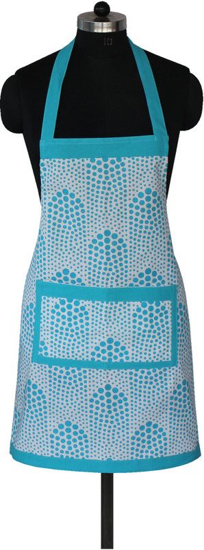 Dekor World Cotton Home Use Apron - Free Size  (Blue, Single Piece)