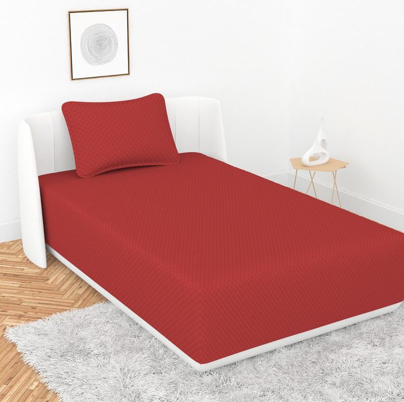 FLOURISHING HOMES 300 TC Cotton Single Solid Flat Bedsheet  (Pack of 1, Red)