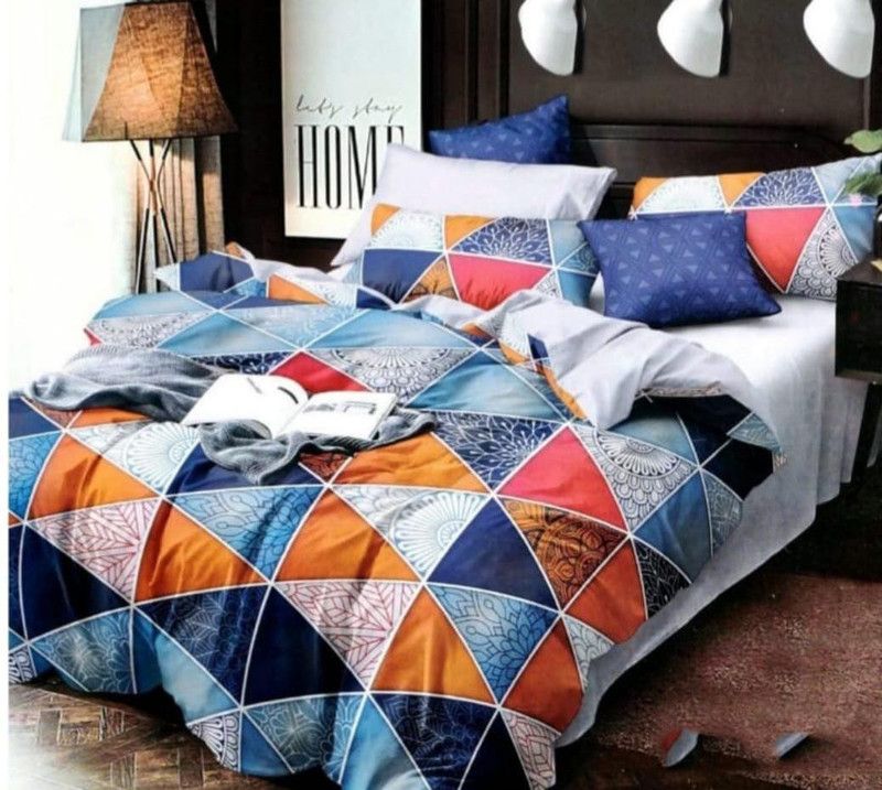 decor comfy 250 TC Cotton Double Geometric Flat Bedsheet  (Pack of 1, Multicolor)